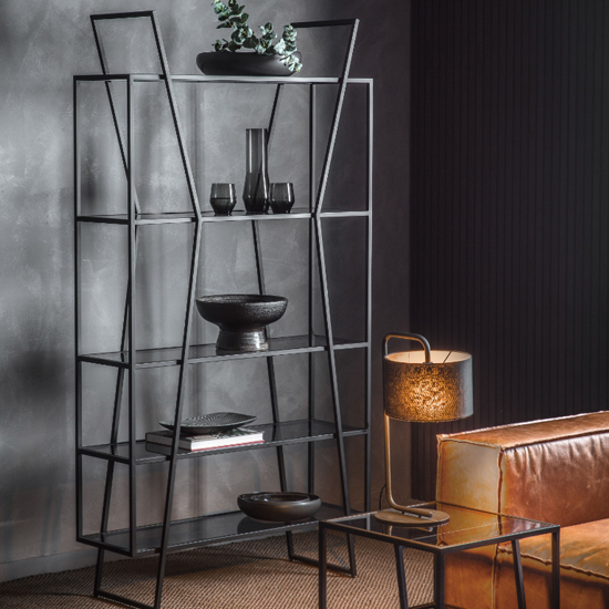 Elisa Display In High Gloss Black With Glass Door Furniture