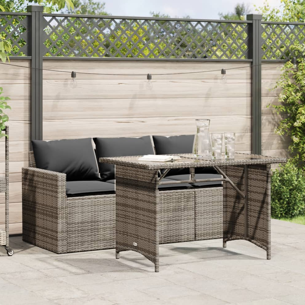 Read more about Ponce rattan glass outdoor 3 seater dining set in dark grey