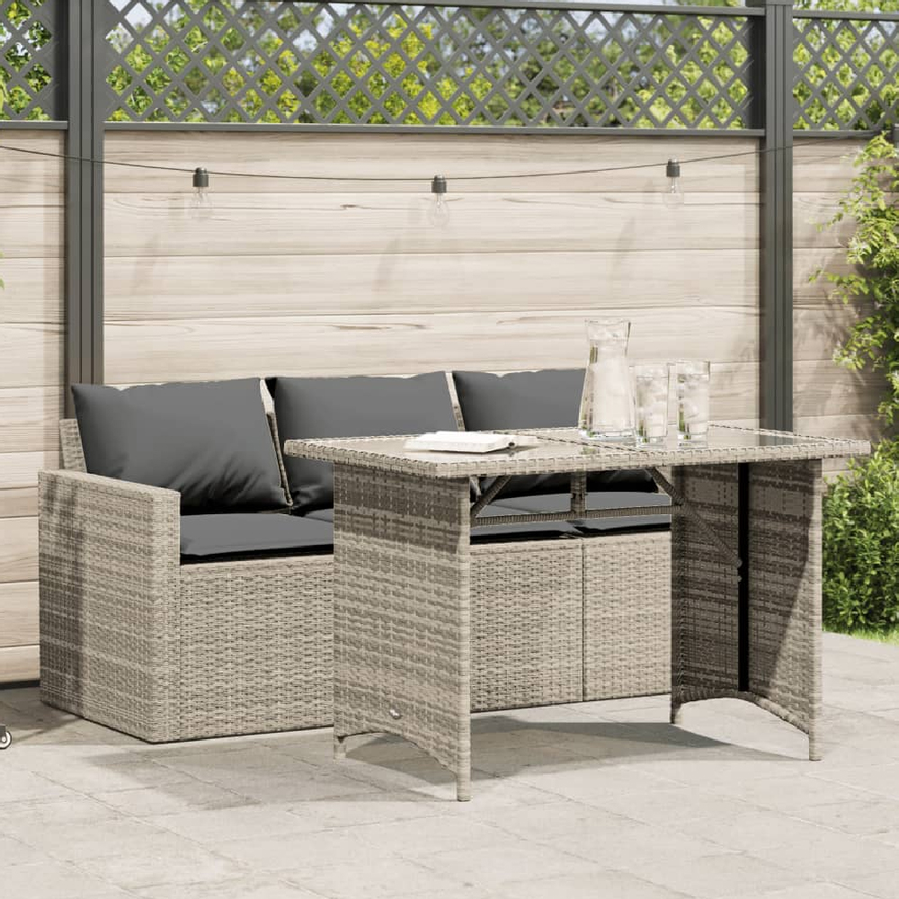 Read more about Ponce rattan glass outdoor 3 seater dining set in grey