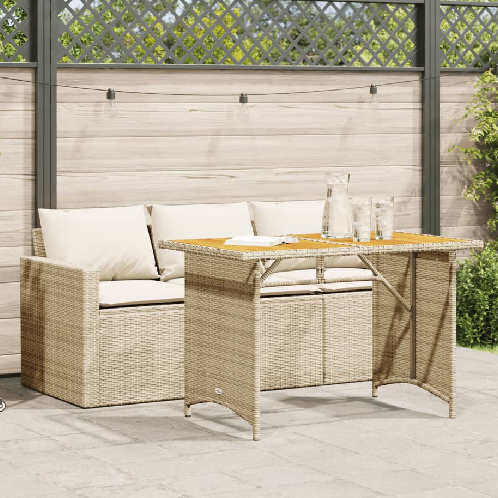 Read more about Ponce rattan wooden outdoor 3 seater dining set in beige cream