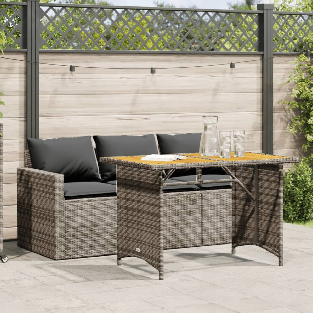 Read more about Ponce rattan wooden outdoor 3 seater dining set in dark grey