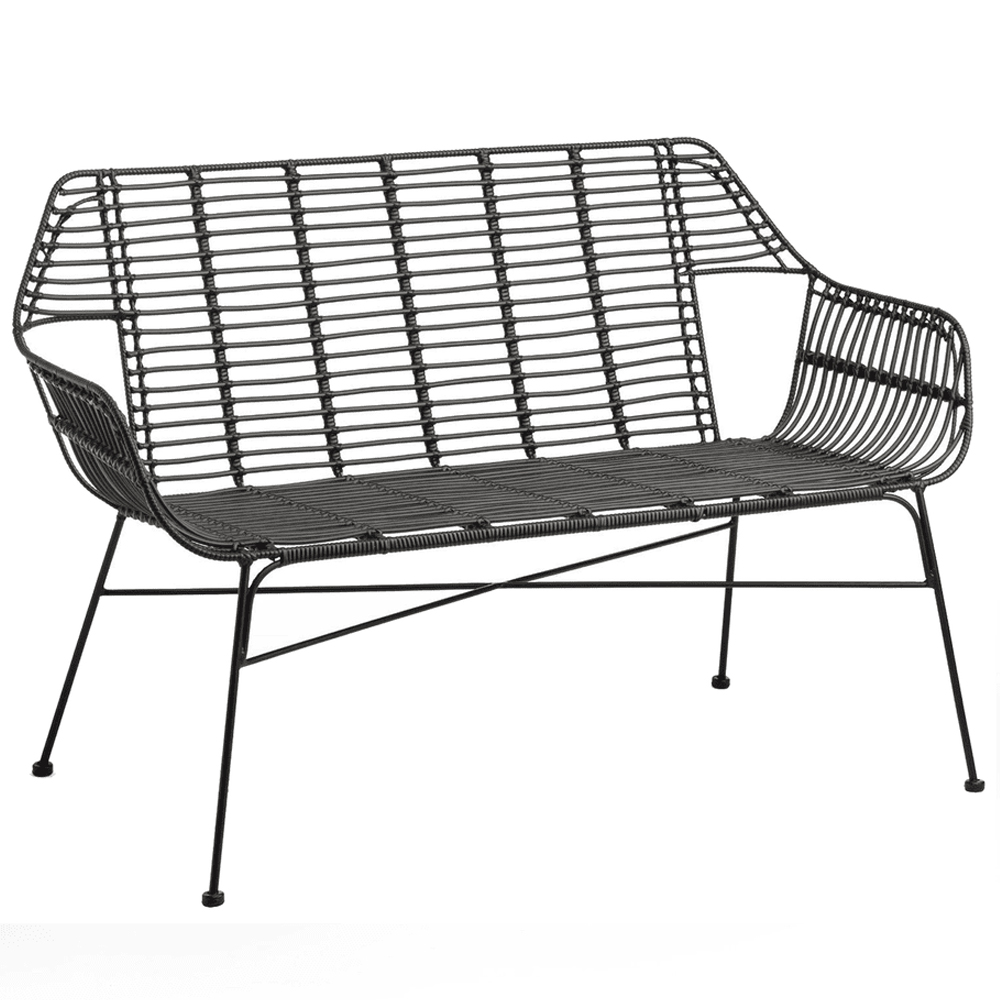 Ponoka Rattan Outdoor Seating Bench In Black