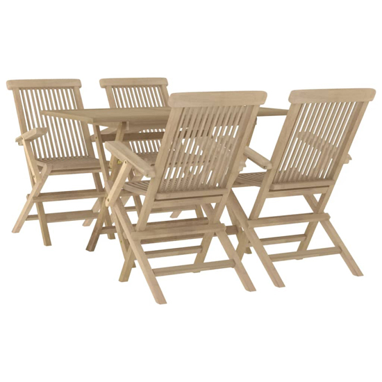 Ponoka Solid Wood Teak 5 Piece Garden Dining Set In Grey