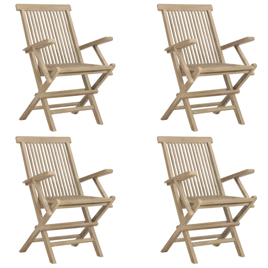 Ponoka Solid Wood Teak 5 Piece Garden Dining Set In Grey