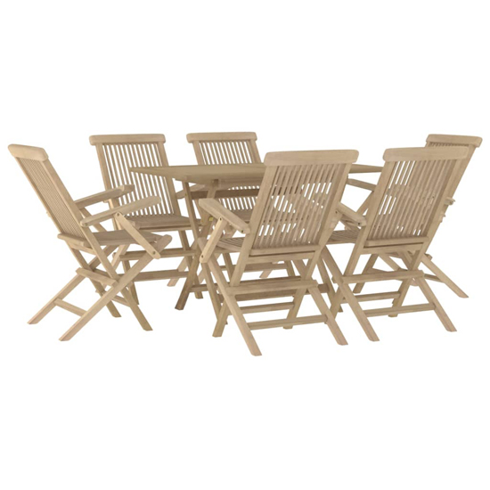Ponoka Solid Wood Teak 7 Piece Garden Dining Set In Grey