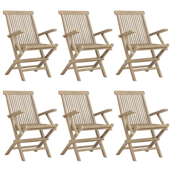 Ponoka Solid Wood Teak 7 Piece Garden Dining Set In Grey