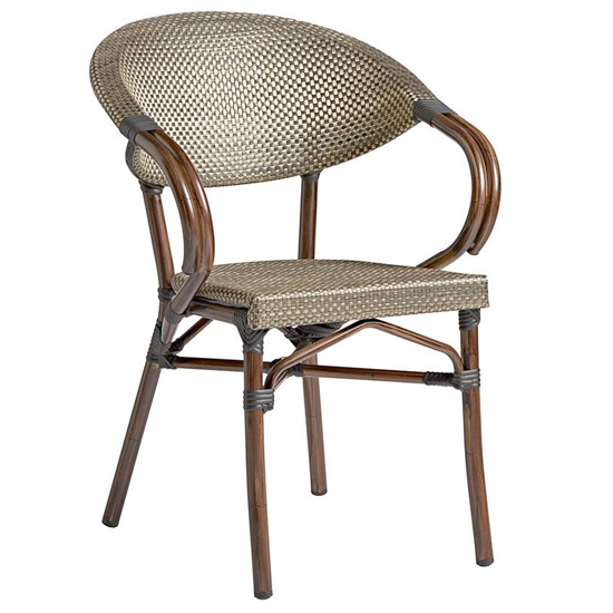 Ponte Outdoor Gold And Black Weave Stacking Armchairs In Pair