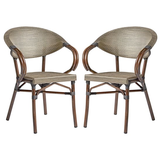 Read more about Ponte outdoor gold and black weave stacking armchairs in pair