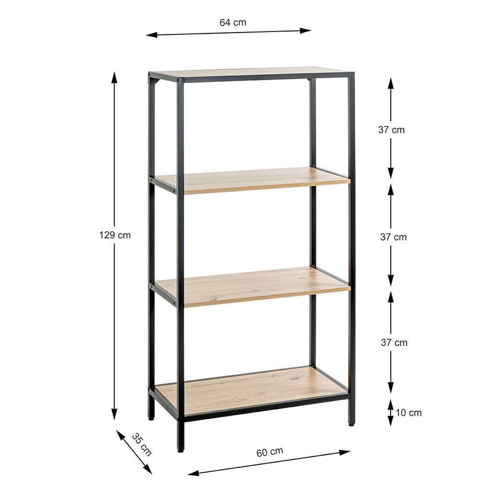 Pontiac Wooden Bookcase With 3 Shelves In Oak And Black