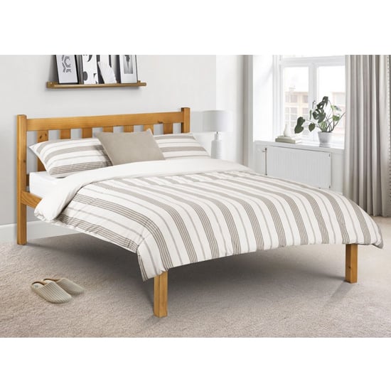 Paquita Solid Pine Double Bed In Low Sheen Lacquer