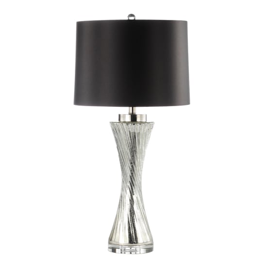 Product photograph of Porec Black Satin Shade Table Lamp With Silver Twist Base from Furniture in Fashion