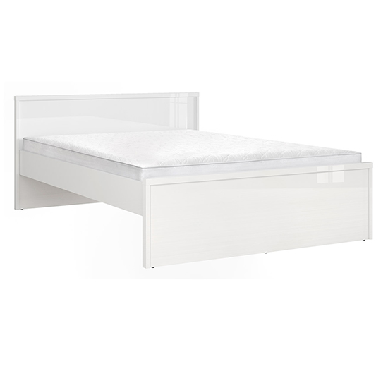 Pori High Gloss Double Bed In White Furniture in Fashion