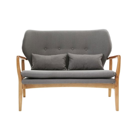 Photo of Porrima 2 seater sofa in grey with natural wood frame