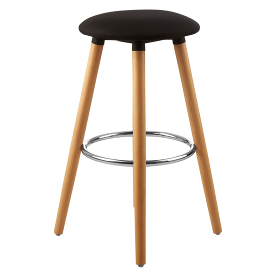 Porrima Black Fabric Round Seat Bar Stools In Pair