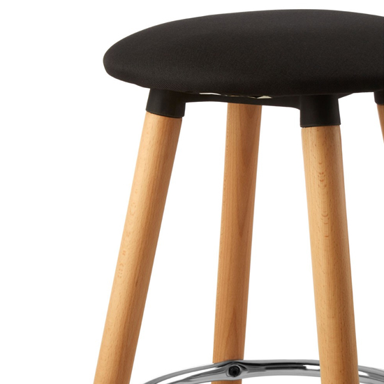 Porrima Black Fabric Round Seat Bar Stools In Pair