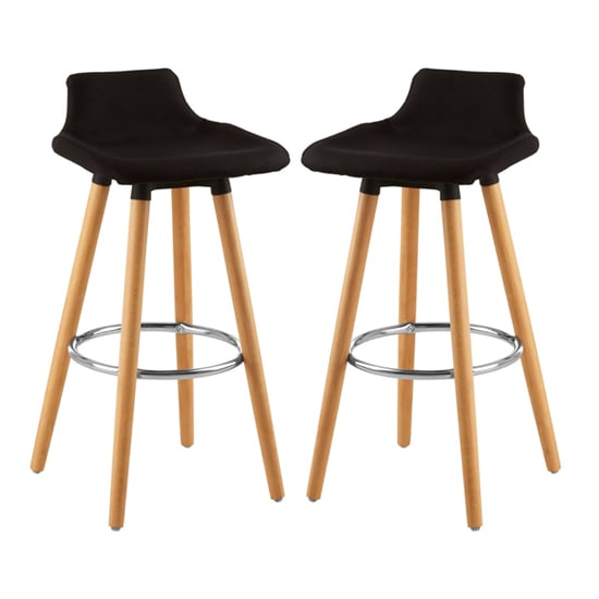 Read more about Porrima black fabric seat bar stools in pair