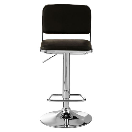 Porrima Black Leather Seat And Chrome Base Bar Stool