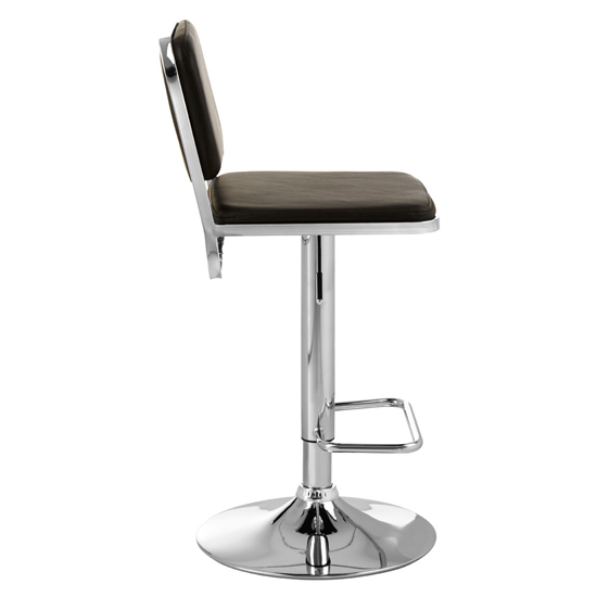 Porrima Black Leather Seat And Chrome Base Bar Stool
