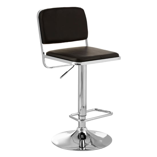 Photo of Porrima black leather seat and chrome base bar stool