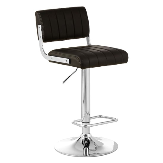 Photo of Porrima channel design leather seat bar stool in black