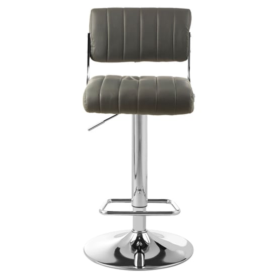 Porrima Channel Design Leather Seat Bar Stool In Grey