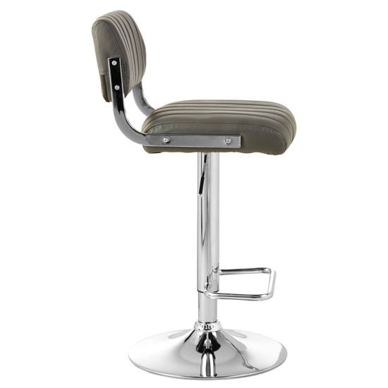 Porrima Channel Design Leather Seat Bar Stool In Grey