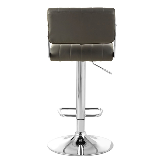 Porrima Channel Design Leather Seat Bar Stool In Grey