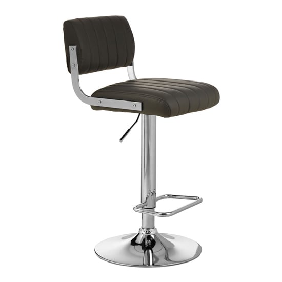 Product photograph of Porrima Channel Design Leather Seat Bar Stool In Grey from Furniture in Fashion