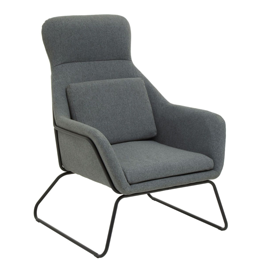 Product photograph of Porrima Fabric Armchair With Black Metal Frame In Grey from Furniture in Fashion