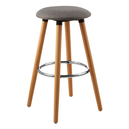 Porrima Fabric Round Seat Bar Stool In Grey