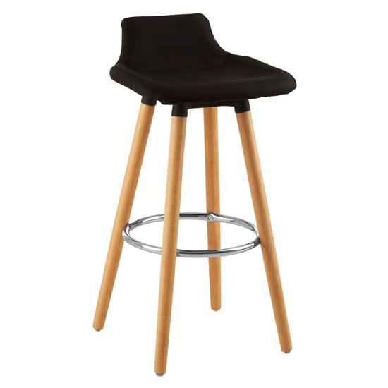 Porrima Fabric Seat Bar Stool In Black