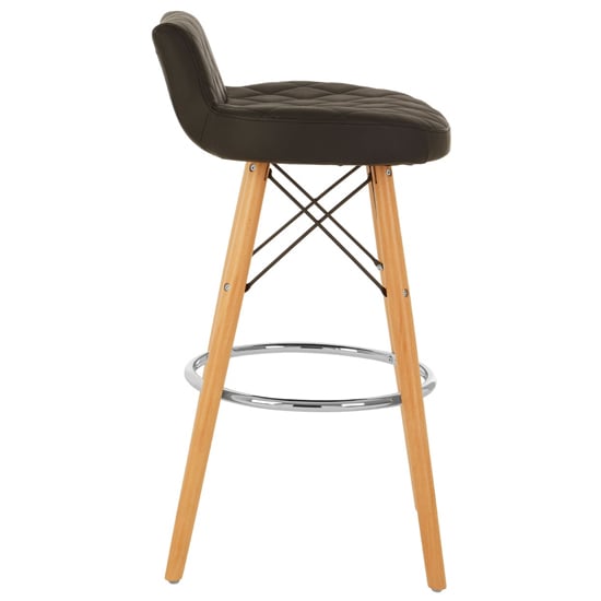 Porrima Faux Leather Bar Stool In Black With Natural Legs_3