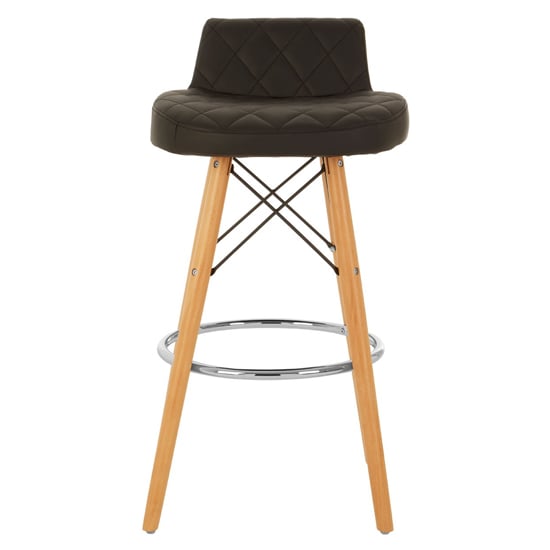 Photo of Porrima faux leather bar stool in black with natural legs