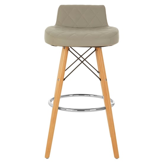 Read more about Porrima faux leather bar stool in grey with natural legs