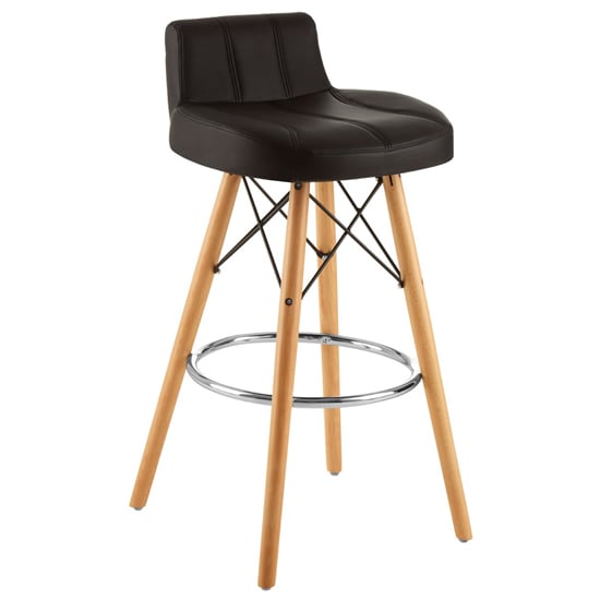 Product photograph of Porrima Faux Leather Effect Bar Stool In Black from Furniture in Fashion