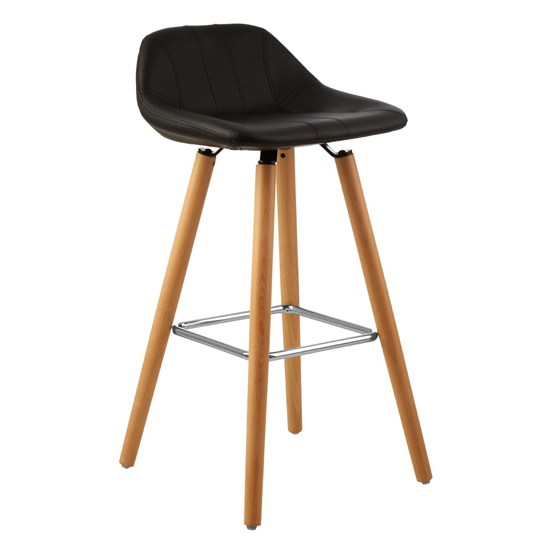 Product photograph of Porrima Faux Leather Bar Stool In Black from Furniture in Fashion