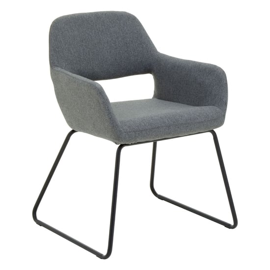 Read more about Porrima grey fabric dining chair with black metal base