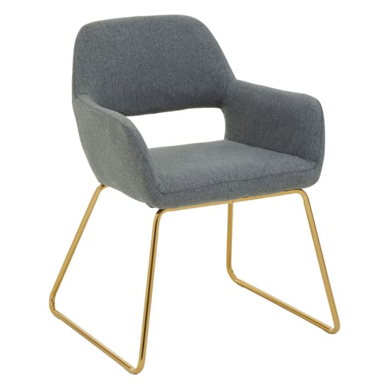 Product photograph of Porrima Grey Fabric Dining Chair With Gold Metal Base from Furniture in Fashion
