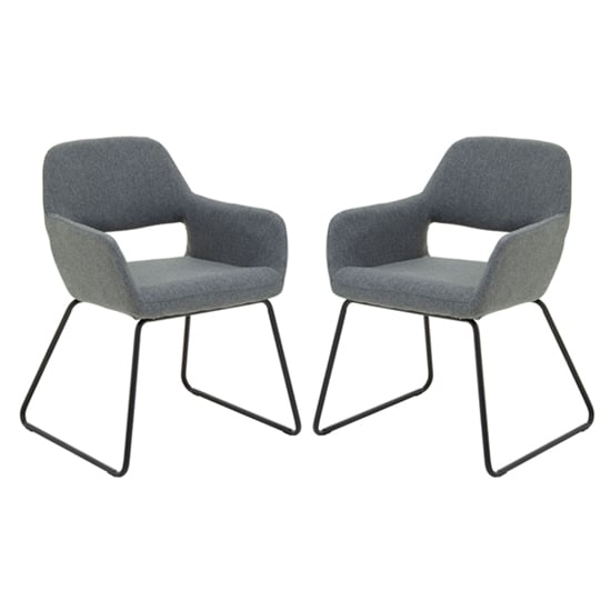 Read more about Porrima grey fabric dining chairs with black base in a pair