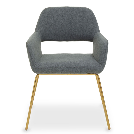 Porrima Grey Fabric Dining Chairs With Gold Base In A Pair