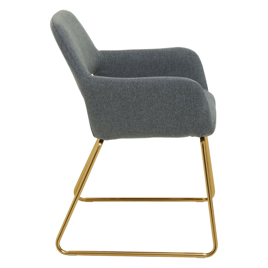 Porrima Grey Fabric Dining Chairs With Gold Base In A Pair