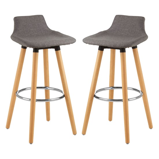 Photo of Porrima grey fabric seat bar stools in pair