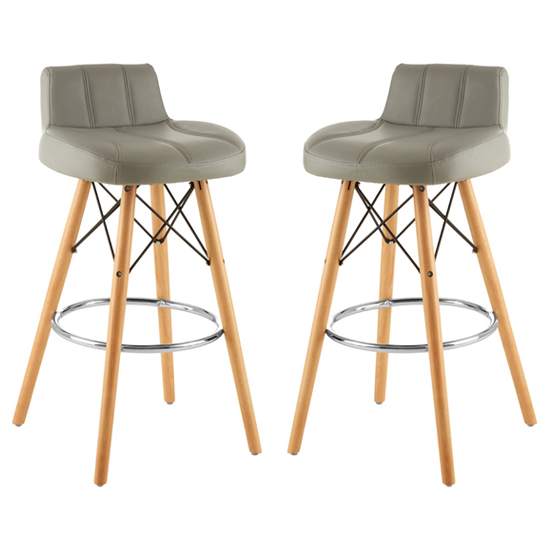 Photo of Porrima grey faux leather effect bar stools in pair