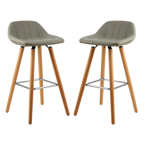 Read more about Porrima grey faux leather bar stools in pair