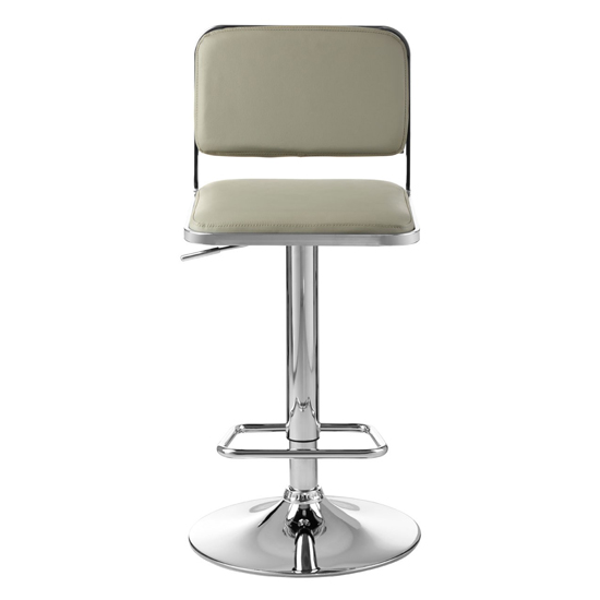 Porrima Light Grey Leather Seat And Chrome Base Bar Stool