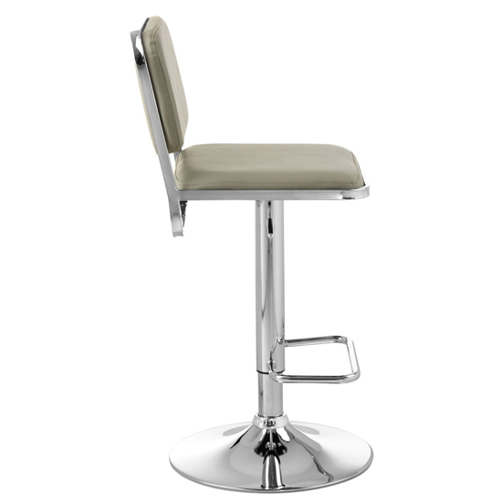 Porrima Light Grey Leather Seat And Chrome Base Bar Stool