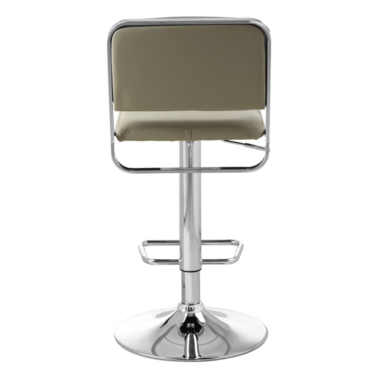 Porrima Light Grey Leather Seat And Chrome Base Bar Stool