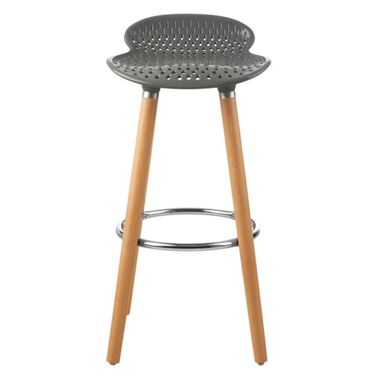 Porrima Matte Grey Plastic Seat Bar Stools In Pair
