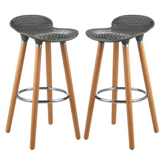 Photo of Porrima matte grey plastic seat bar stools in pair