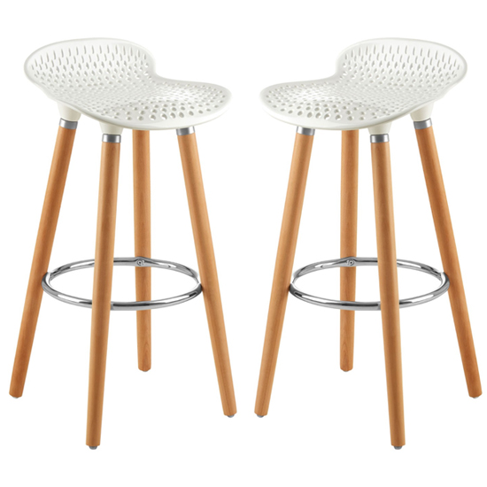 Read more about Porrima matte white plastic seat bar stools in pair